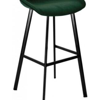 Finn barstol i velour H78 cm - Sort/Mørkegrøn