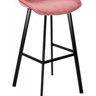 Finn barstol i velour H78 cm - Sort/Rosa