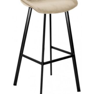 Finn barstol i velour H87 cm - Sort/Champagne