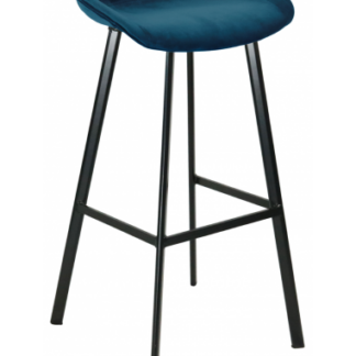 Finn barstol i velour H87 cm - Sort/Mørkeblå