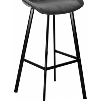 Finn barstol i velour H87 cm - Sort/Mørkegrå