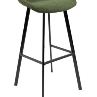 Lily barstol i teddy polyester H87 cm - Sort/Grøn
