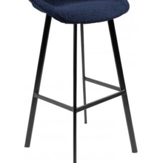 Lily barstol i teddy polyester H87 cm - Sort/Mørkeblå