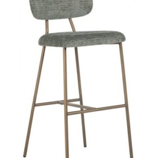 Xenia barstol i polyester H110 cm - Børstet guld/Grågrøn