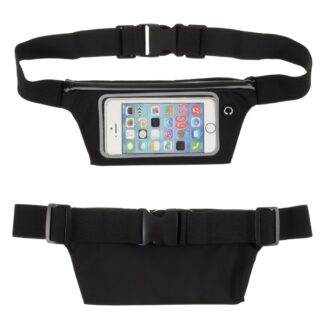 Bæltetaske med lomme til iPhone/smartphone op til 160mm - Touch skærm - Vandtæt - Sort