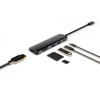 DeX 6-i-1 USB-C Hub/Dock til MacBook/laptop/smartphone - Grå