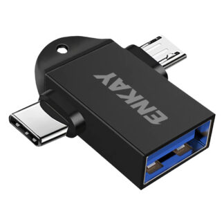 ENKAY AT112 - USB-C + MikroUSB OTG USB 3.0 adapter - Sort