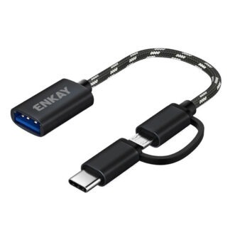 ENKAY AT113 USB-C / mikroUSB til USB 3.0 OTG adapter kabel - Sort