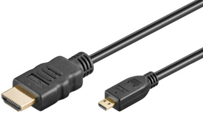Micro HDMI - HDMI 2.0 kabel - 4K/60Hz - Guldbelagt - 1 m