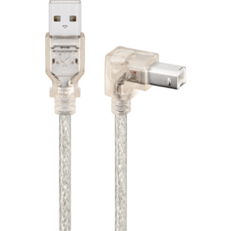 USB kabel 2.0 - USB-A han / USB-B han - vinklet - Transparent - 0.5 m