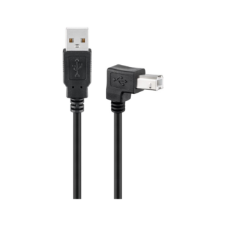 USB kabel 2.0 - USB-A han / Vinklet USB-B han - 0.5 m