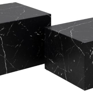 ACT NORDIC Dice sofabord, kvadratisk - sort Marquina marmorpapir (sæt af 2)