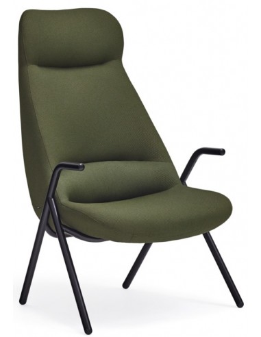Dins lænestol i metal og polyester H114 cm - Sort/Mørkegrøn