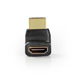 HDMI Adapter | HDMI Stik | HDMI Hun | Guldplateret | Vinkel 270Â° | ABS | Sort | 1 stk. | Box