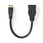 High Speed HDMI kabel med Ethernet | HDMI Stik | HDMI Mini-stik | 4K@30Hz | 10.2 Gbps | 0.20 m | Runde | PVC | Sort | Plastikpose