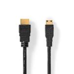 High Speed HDMI kabel med Ethernet | HDMI Stik | HDMI Mini-stik | 4K@30Hz | 10.2 Gbps | 2.00 m | Runde | PVC | Sort | Blister