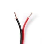 Højtaler Kabel | 2x 1.50 mmÂ² | CCA | 100.0 m | Runde | PVC | Rød / Sort | Folie