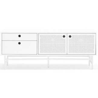 Punto Tvbord i metal og mdf finér B140 cm - Hvid/Hvid
