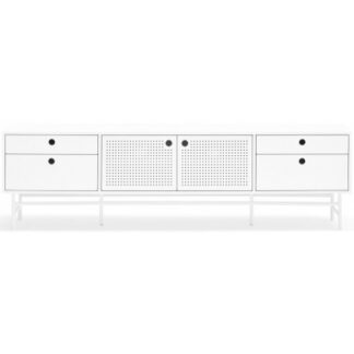 Punto Tvbord i metal og mdf finér B180 cm - Hvid/Hvid