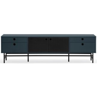 Punto Tvbord i metal og mdf finér B180 cm - Sort/Mørk gråblå