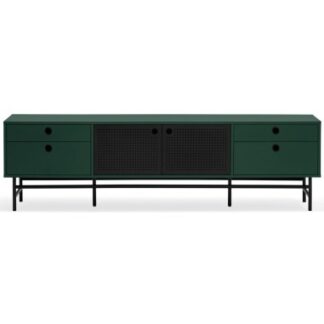 Punto Tvbord i metal og mdf finér B180 cm - Sort/Mørkegrøn