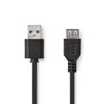 USB-adapter | USB 2.0 | USB-A han | USB-A Hun | Nikkelplateret | Lige | 0.20 m | Runde | PVC | PVC | Sort | Plastikpose