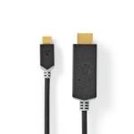 USB-adapter | USB 3.2 Gen 1 | USB Type-C Han | HDMI Stik | 1.00 m | Runde | Guldplateret | PVC | Anthracite | Window Box