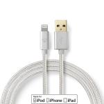 USB-kabel | USB 2.0 | Apple Lightning 8-pin | USB-A han | 480 Mbps | 12 W | Guldplateret | 2.00 m | Runde | Flettet / Nylon | Aluminium | Cover Window Box