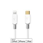 USB-kabel | USB 2.0 | Apple Lightning 8-pin | USB Type-C Han | 480 Mbps | 18 W | Guldplateret | 1.00 m | Runde | PVC | Grå / Hvid | Window Box