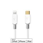 USB-kabel | USB 2.0 | Apple Lightning 8-pin | USB Type-C Han | 480 Mbps | 18 W | Guldplateret | 2.00 m | Runde | PVC | Grå / Hvid | Window Box