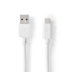USB-kabel | USB 3.2 Gen 2 | USB-A han | USB Type-C Han | 10 Gbps | 60 W | Nikkelplateret | 1.00 m | Runde | PVC | Hvid | Box
