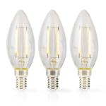 LED-lampe Pære E14 | Stearinlys | 2 W | 250 lm | 2700 K | Varm Hvid | Antal lamper i emballagen: 3 stk. | Klart