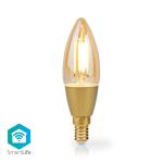Nedis SmartLife LED glødepære | Wi-Fi | E14 | 470 lm | 4.9 W | Varm Hvid | 1800 - 3000 K | Glas | Android / IOS | Stearinlys