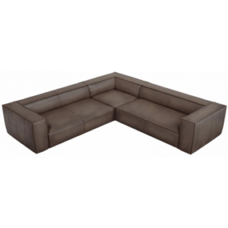 Agawa Hjørnesofa sofa i læder B280 x D280 cm - Sort/Mørk olivengrøn