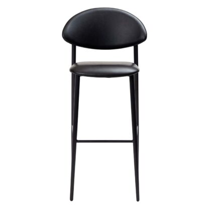 DAN-FORM Tush barstol, m. ryglæn og fodstøtte - vintage sort kunstlæder og sort stål