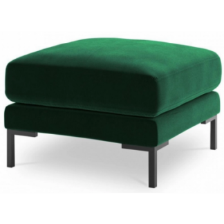 Jade puf til sofa i velour 65 x 65 cm - Sort/Flaskegrøn