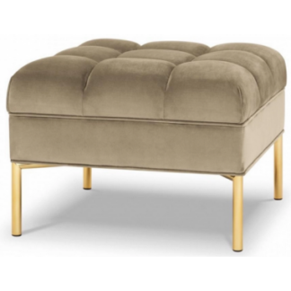 Karoo puf til sofa i velour 60 x 60 cm - Guld/Cappucino