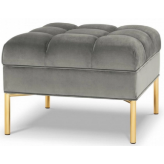 Karoo puf til sofa i velour 60 x 60 cm - Guld/Lysegrå
