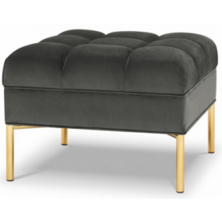 Karoo puf til sofa i velour 60 x 60 cm - Guld/Mørkegrå