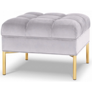 Karoo puf til sofa i velour 60 x 60 cm - Guld/Sølvgrå