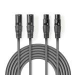 Balanceret Audio kabel | 2x XLR 3-Pin Hanstik | 2x XLR 3-Pin Hunstik | Nikkelplateret | 0.50 m | Runde | PVC | Mørkegrå | Kartonhylster