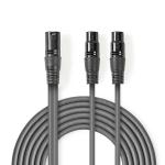 Balanceret Audio kabel | XLR 3-Pin Hanstik | 2x XLR 3-Pin Hunstik | Nikkelplateret | 1.50 m | Runde | PVC | Mørkegrå | Kartonhylster
