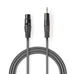 Balanceret Audio kabel | XLR 3-Pin Hanstik | 3.5 mm Hanstik | Nikkelplateret | 1.50 m | Runde | PVC | Mørkegrå | Kartonhylster