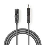 Balanceret Audio kabel | XLR 3-Pin Hanstik | 3.5 mm Hanstik | Nikkelplateret | 3.00 m | Runde | PVC | Mørkegrå | Kartonhylster