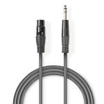 Balanceret Audio kabel | XLR 3-Pin Hunstik | 6.35 mm Hanstik | Nikkelplateret | 1.50 m | Runde | PVC | Mørkegrå | Kartonhylster