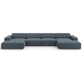 Jodie U-sofa i polyester B364 x D166 cm - Sort/Blå