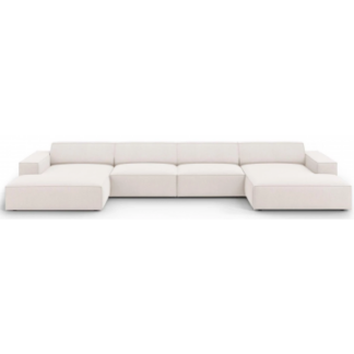 Jodie U-sofa i polyester B364 x D166 cm - Sort/Lys beige