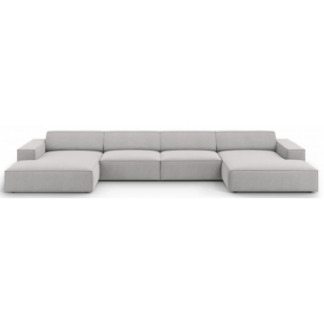 Jodie U-sofa i polyester B364 x D166 cm - Sort/Lysegrå