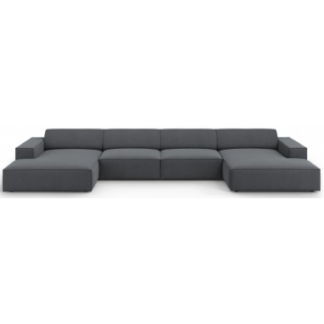 Jodie U-sofa i polyester B364 x D166 cm - Sort/Mørkegrå