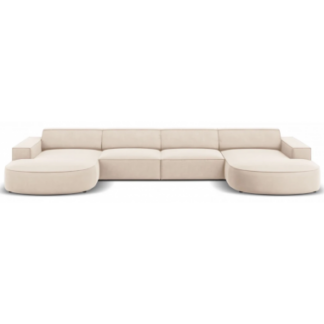 Jodie U-sofa i velour B364 x D166 cm - Sort/Lys beige